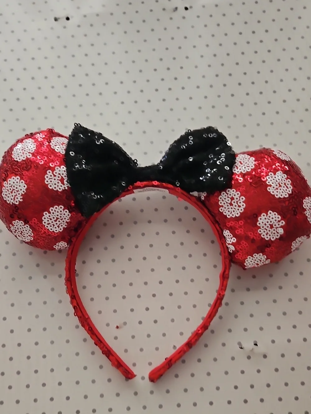 NWOT Sequin Minnie Ears Headband with Black Bow